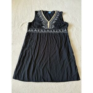 Soaked Women's‎ Large Swim Suit Cover Up Embroidered Split Hem Dress Black